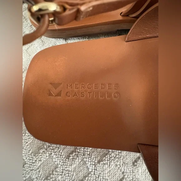 Mercedes Castillo Adria Sandal Napa Leather in Almond Size 41 US 11 Retail $395 - Picture 11 of 13